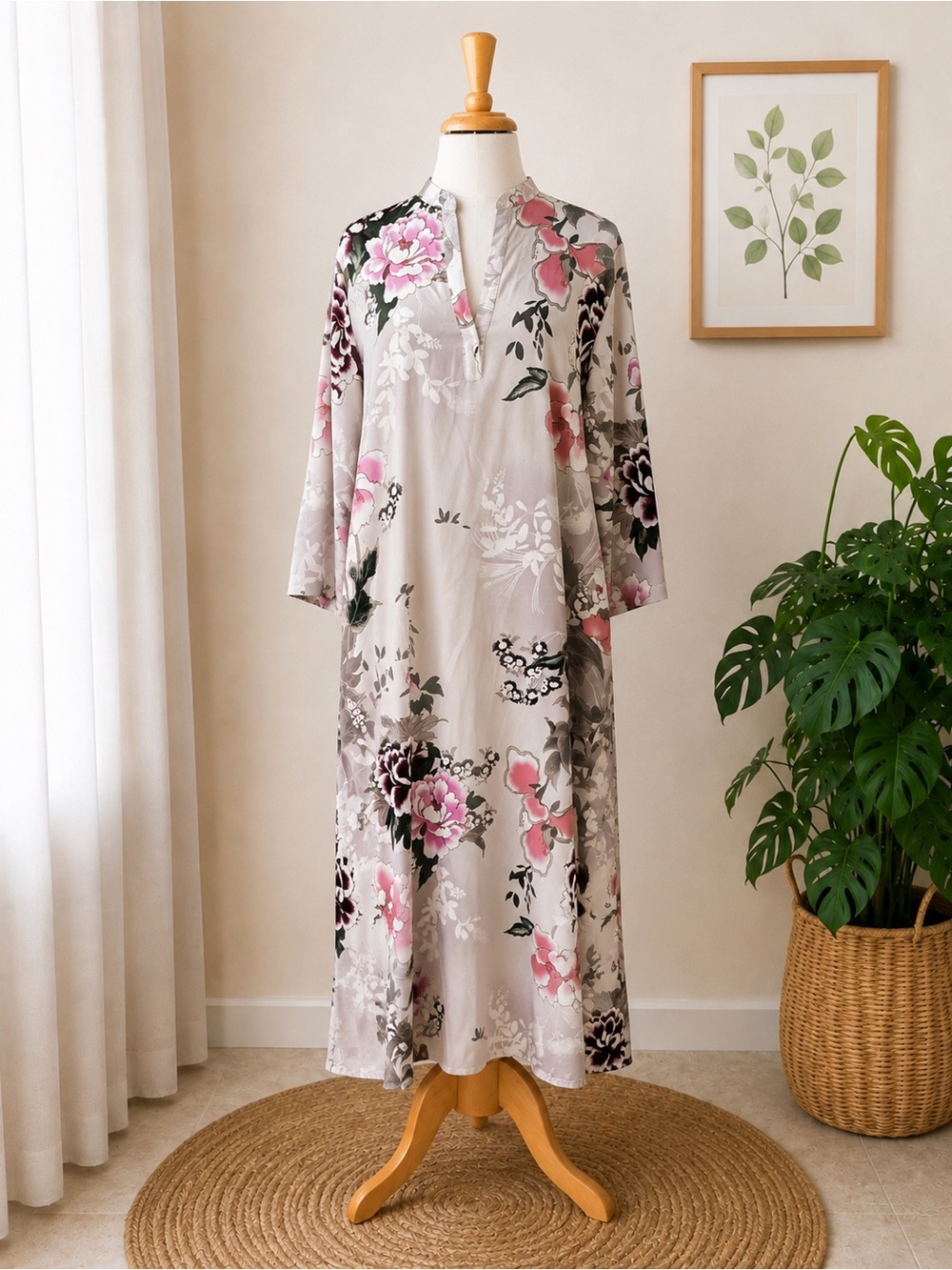 Natori Floral Maxi Lounge Caftan Dress